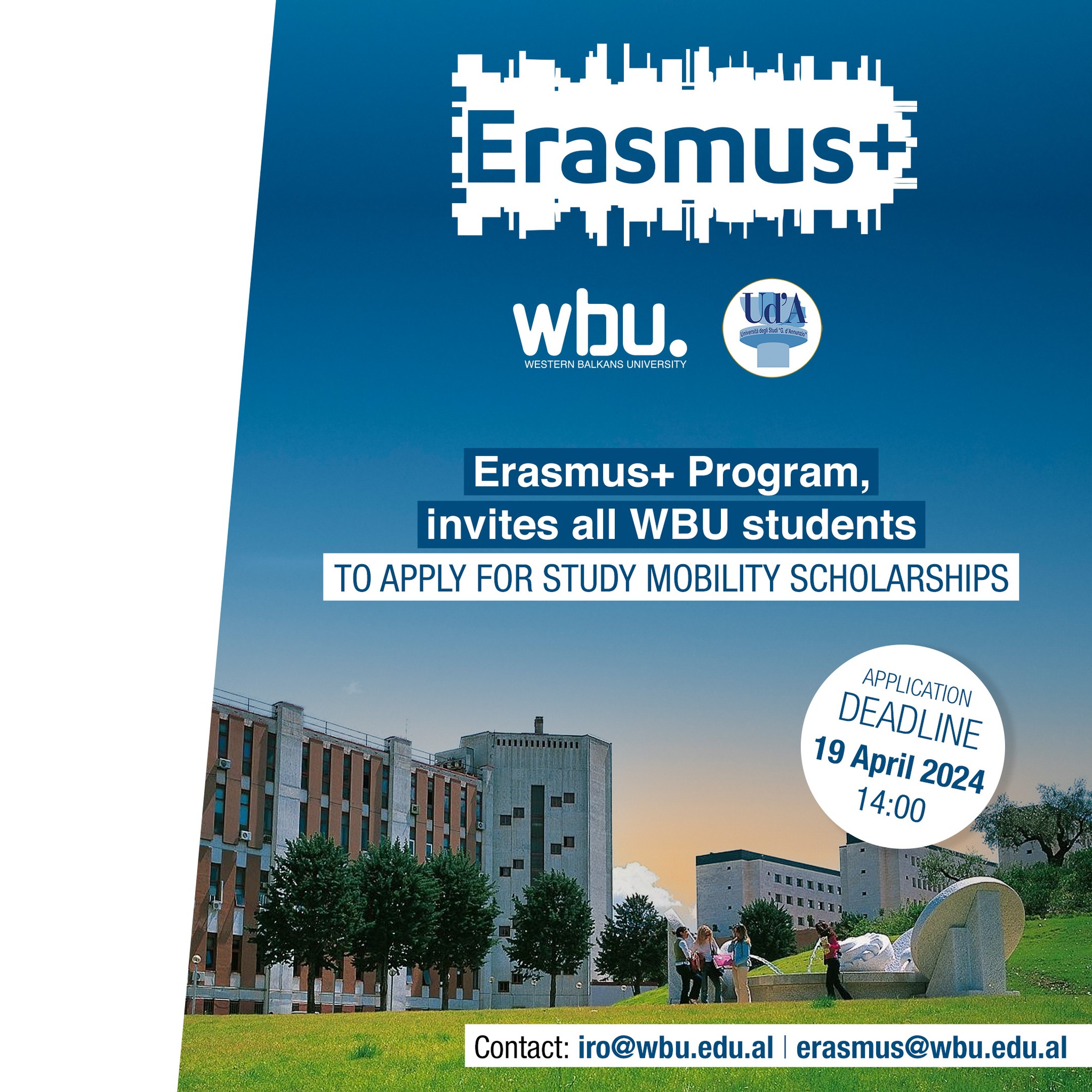 Erasmus+ scholarship for WBU students at the University of "G. d'Annunzio" Chieti- Pescara, Italy