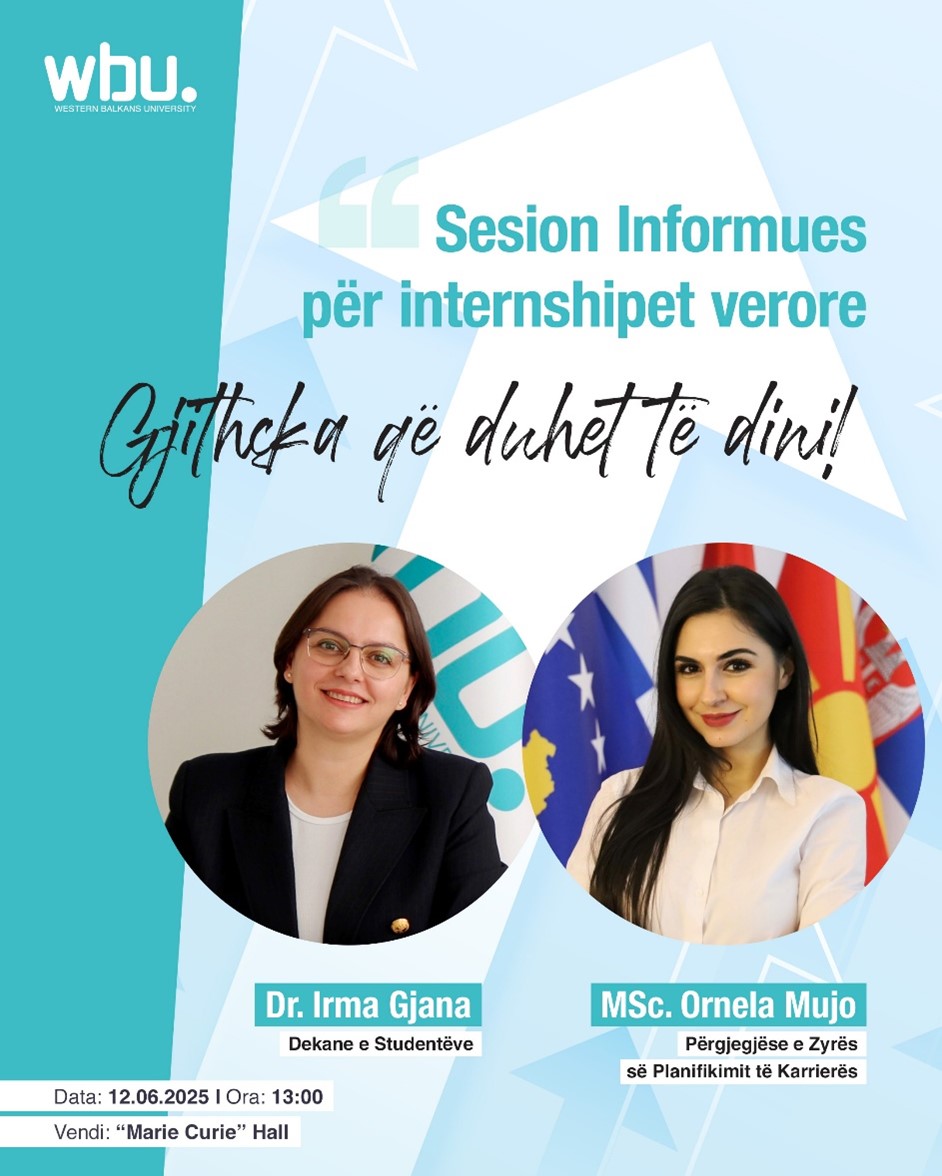 Sesion Informues per Internshipet verore nga Dr.Irma Gjana dhe MSc. Ornela Mujo